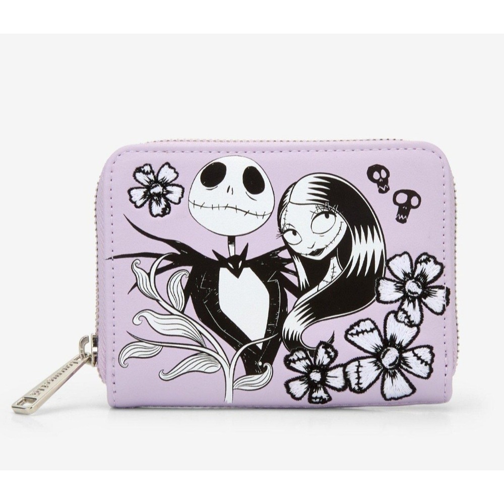 NEW Loungefly Nightmare Before Christmas Jack Sally Lover Lavender Floral WALLET